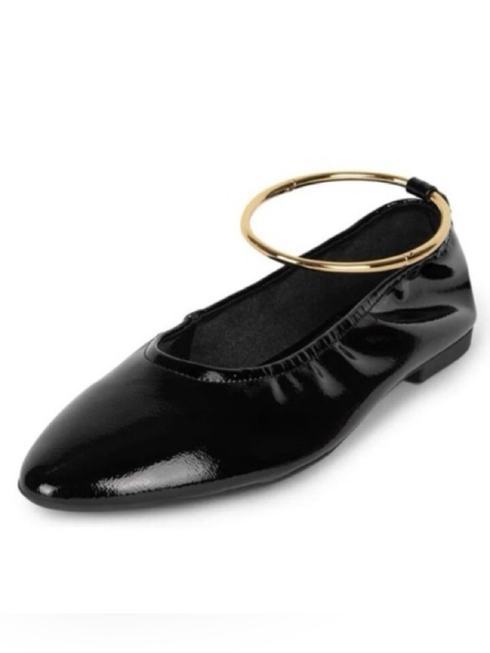 Jeffrey Campbell Tippy Gold Bracelet Black Patent Leather Ballet Flats Anthro 9
